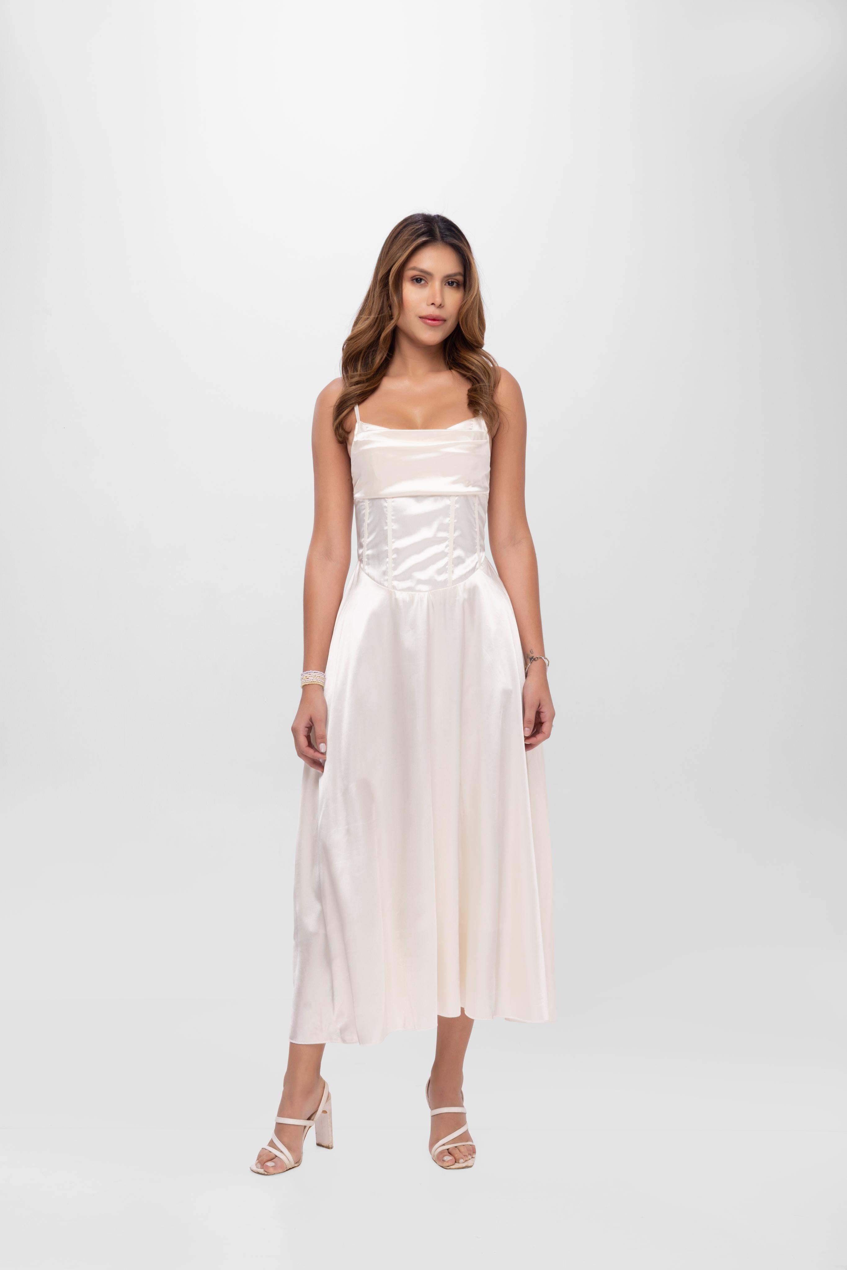 Solid Spaghetti Straps long princess dress