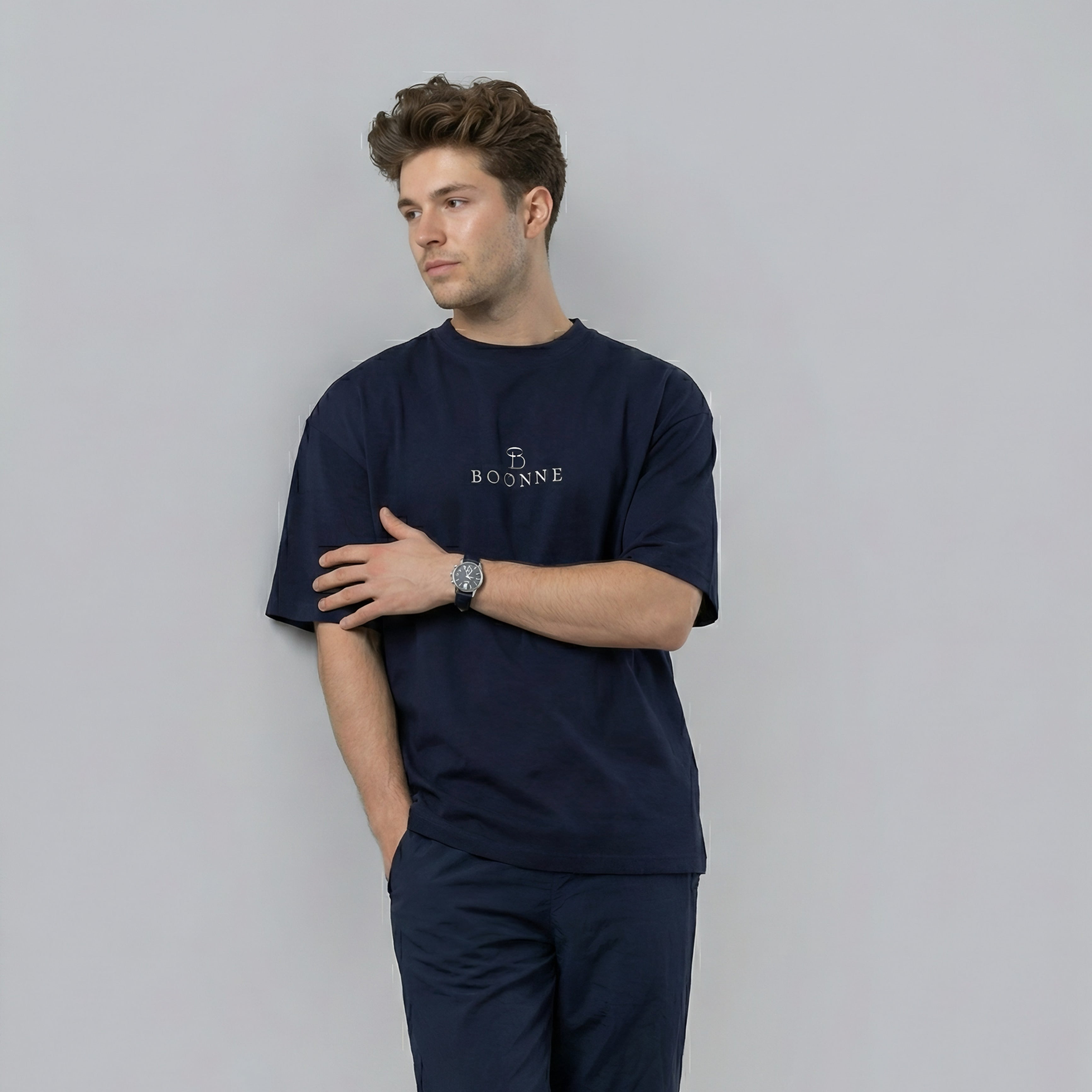 Premium cotton oversized men’s T-shirt-Navy