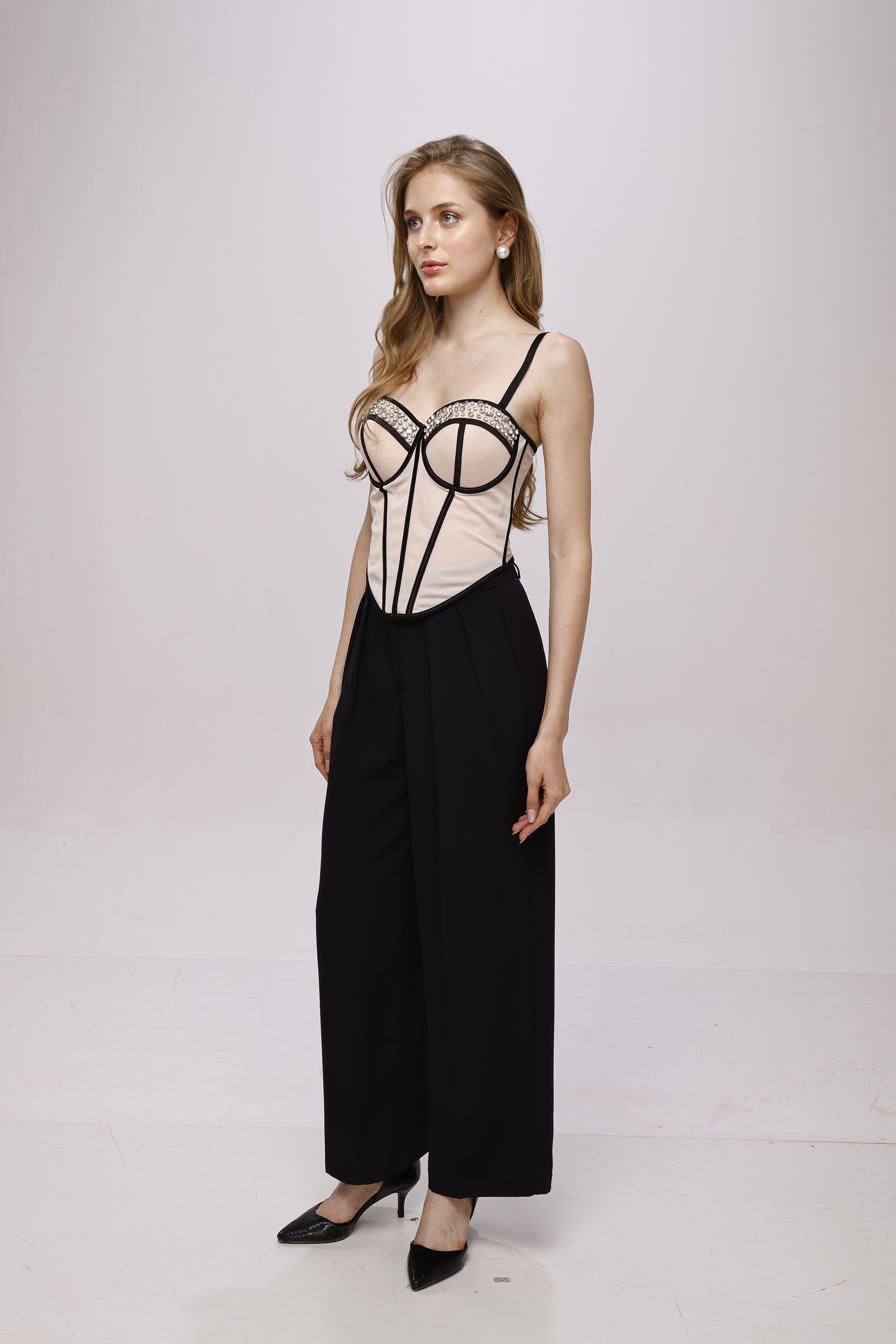 Fancy rhinestone corset top Begie