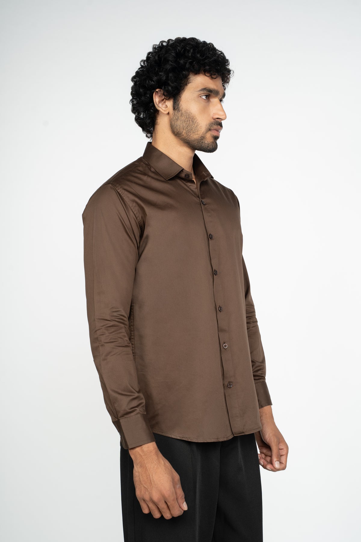 Full sleeve slim fit Burnt Brown Shirt