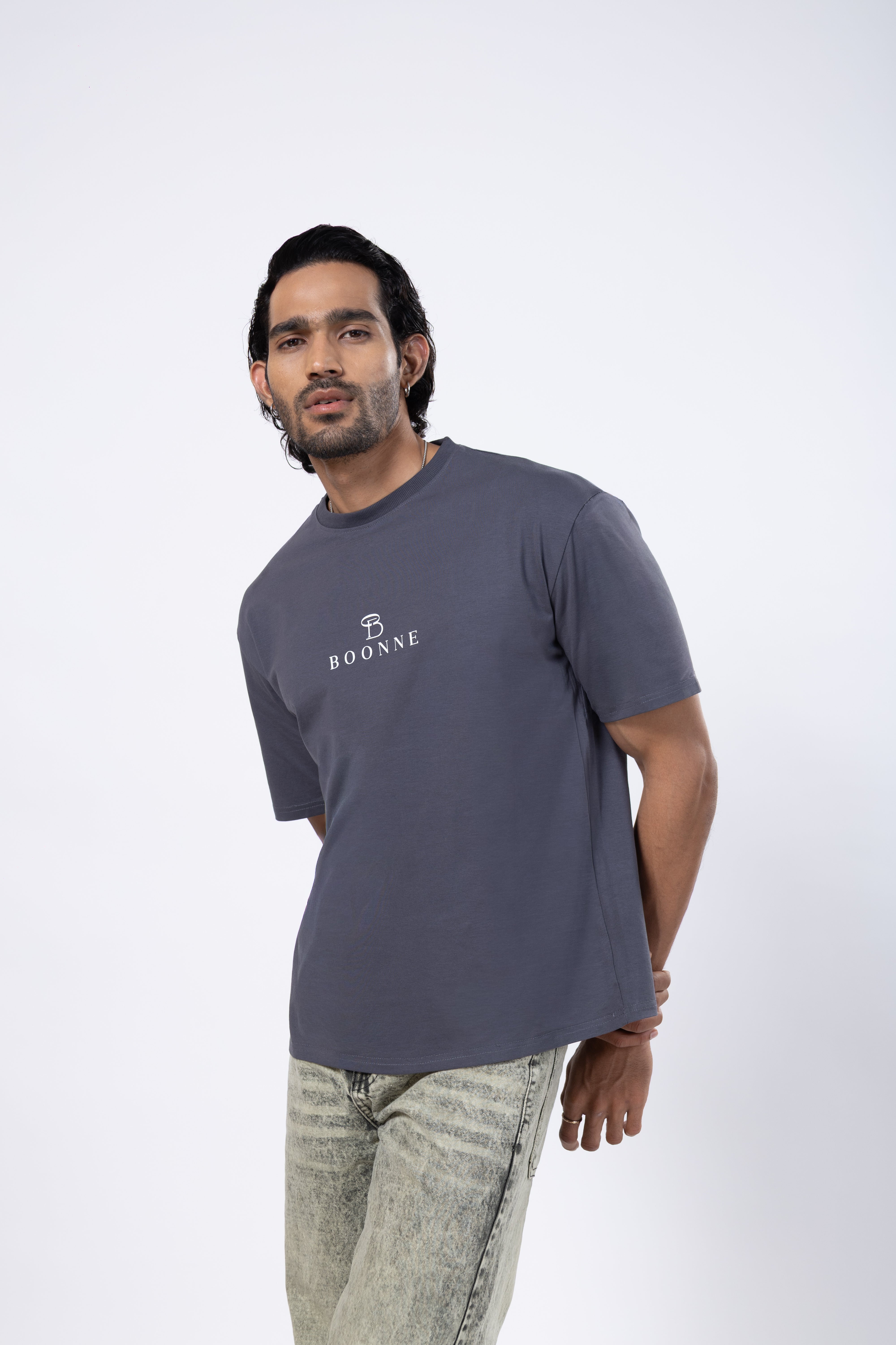 Premium cotton oversized men’s T-shirt-Dark Grey