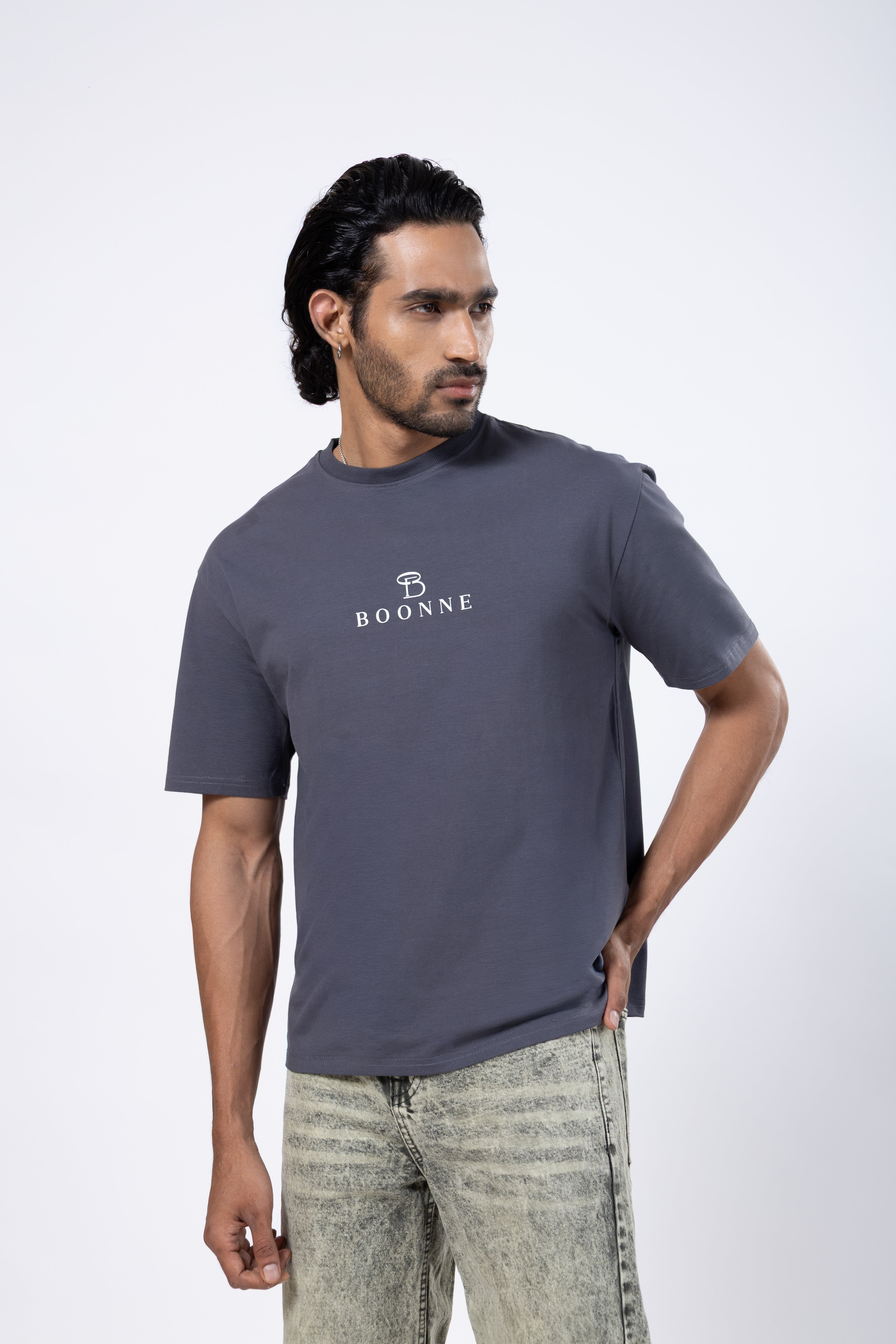Premium cotton oversized men’s T-shirt-Dark Grey