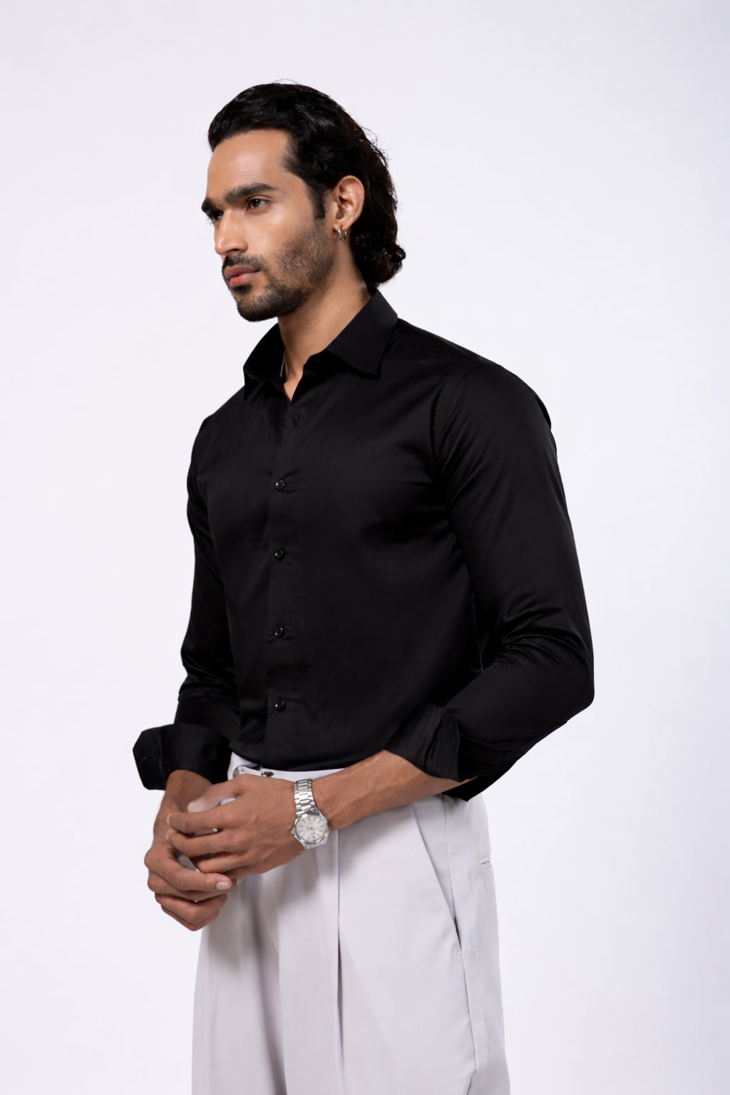Full Sleeve Slim Fit Black Shirt