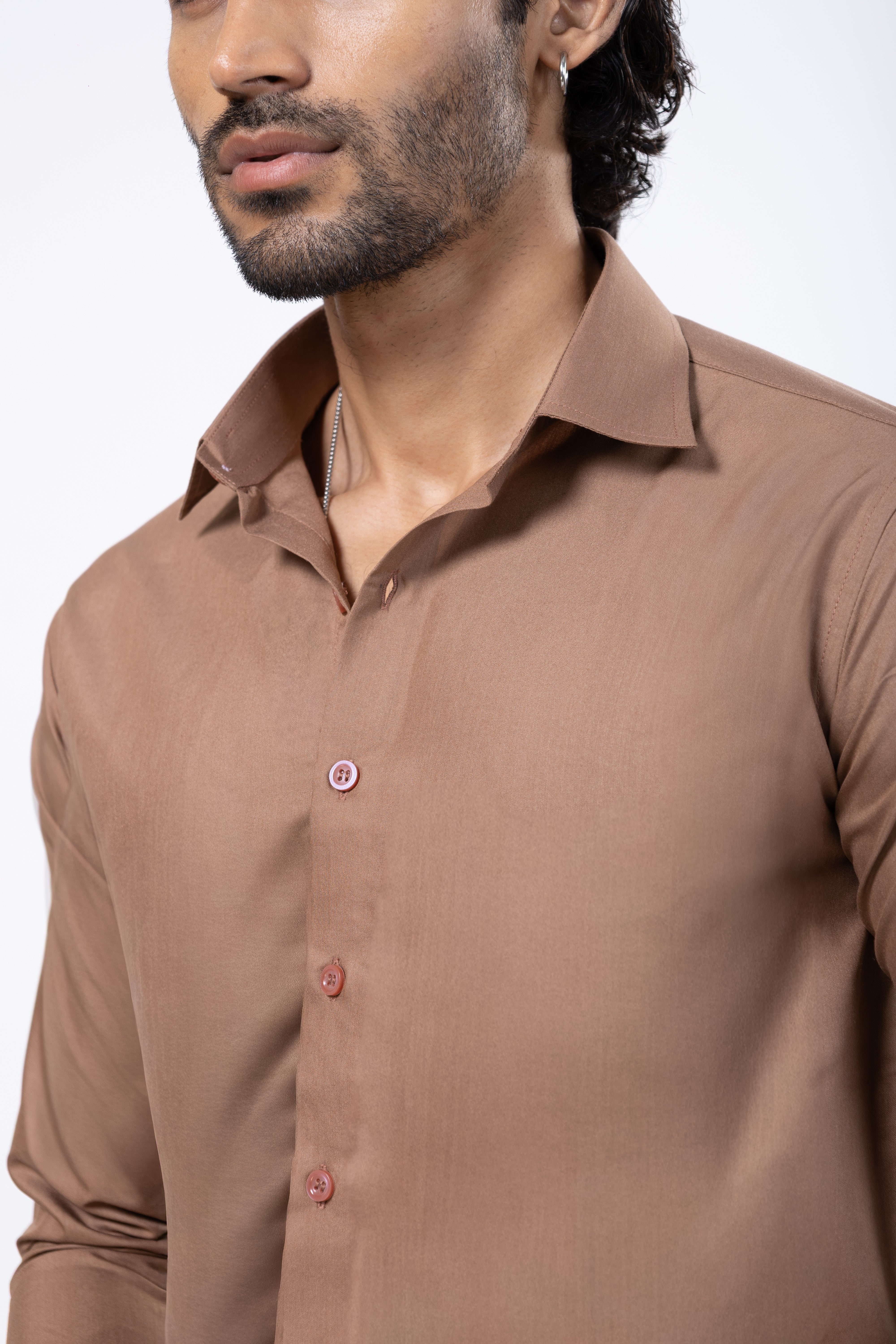 Full Sleeve Slim Fit Light Brown Shirt