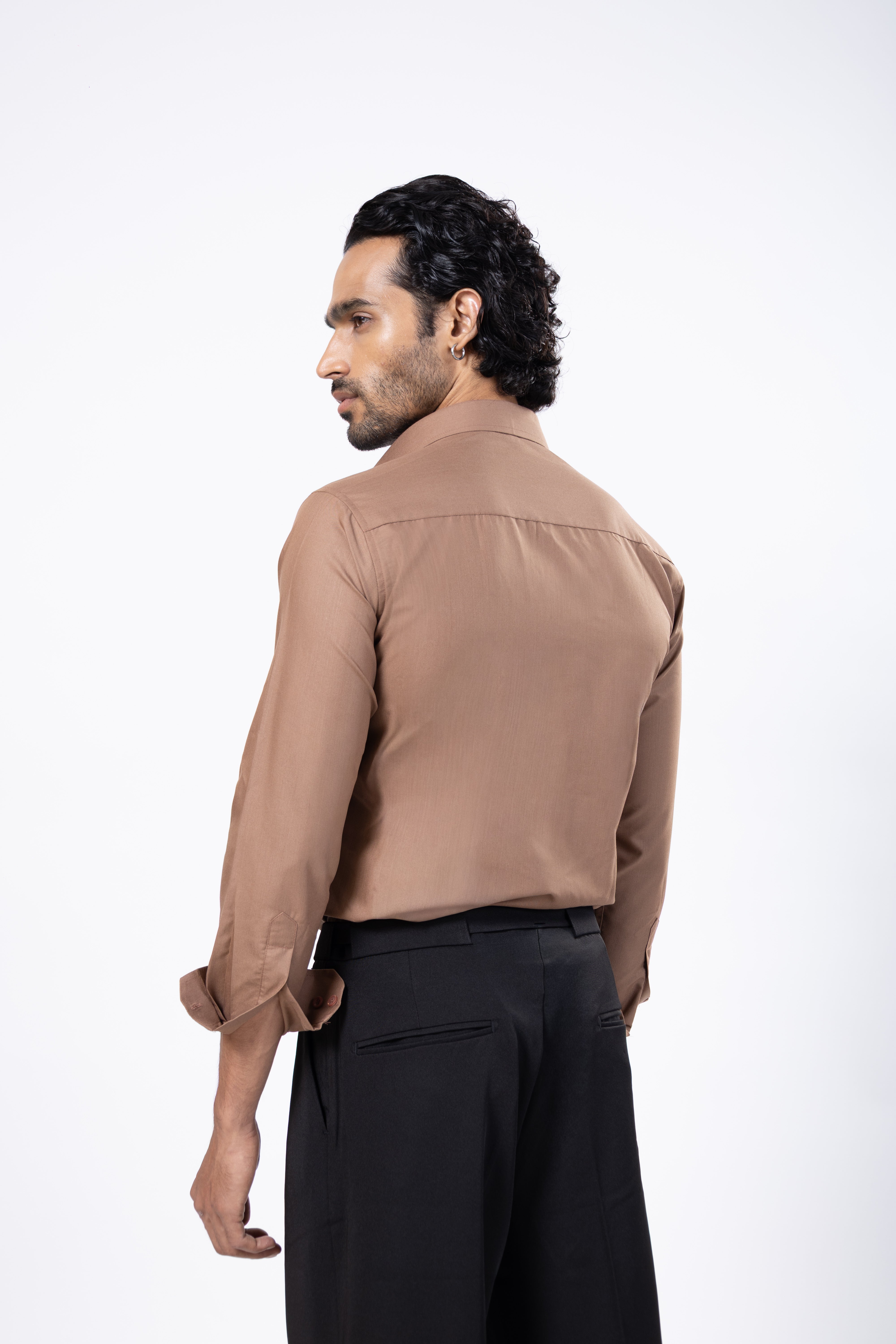 Full Sleeve Slim Fit Light Brown Shirt
