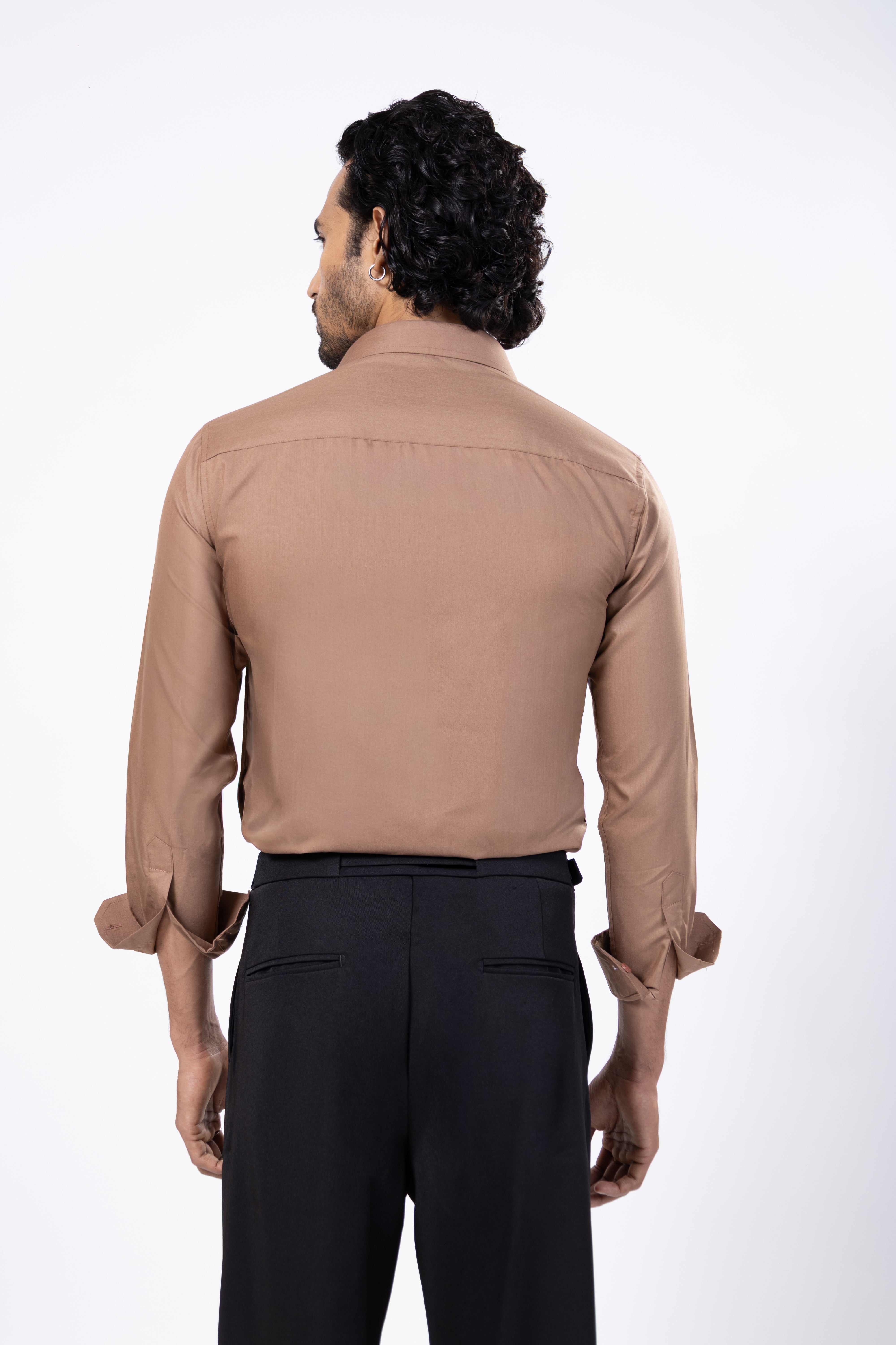 Full Sleeve Slim Fit Light Brown Shirt