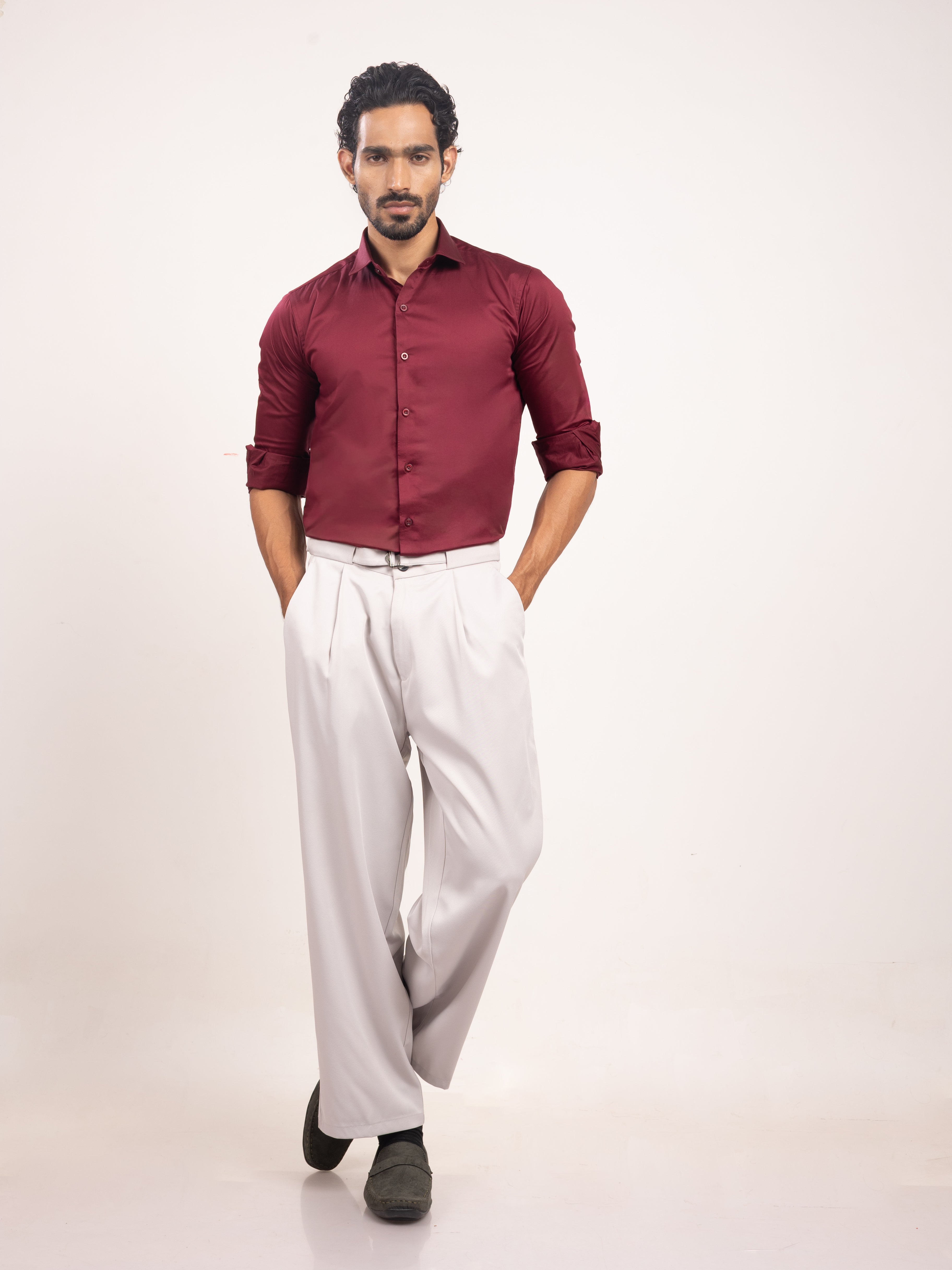 Full sleeve slim fit Shirt Maroon