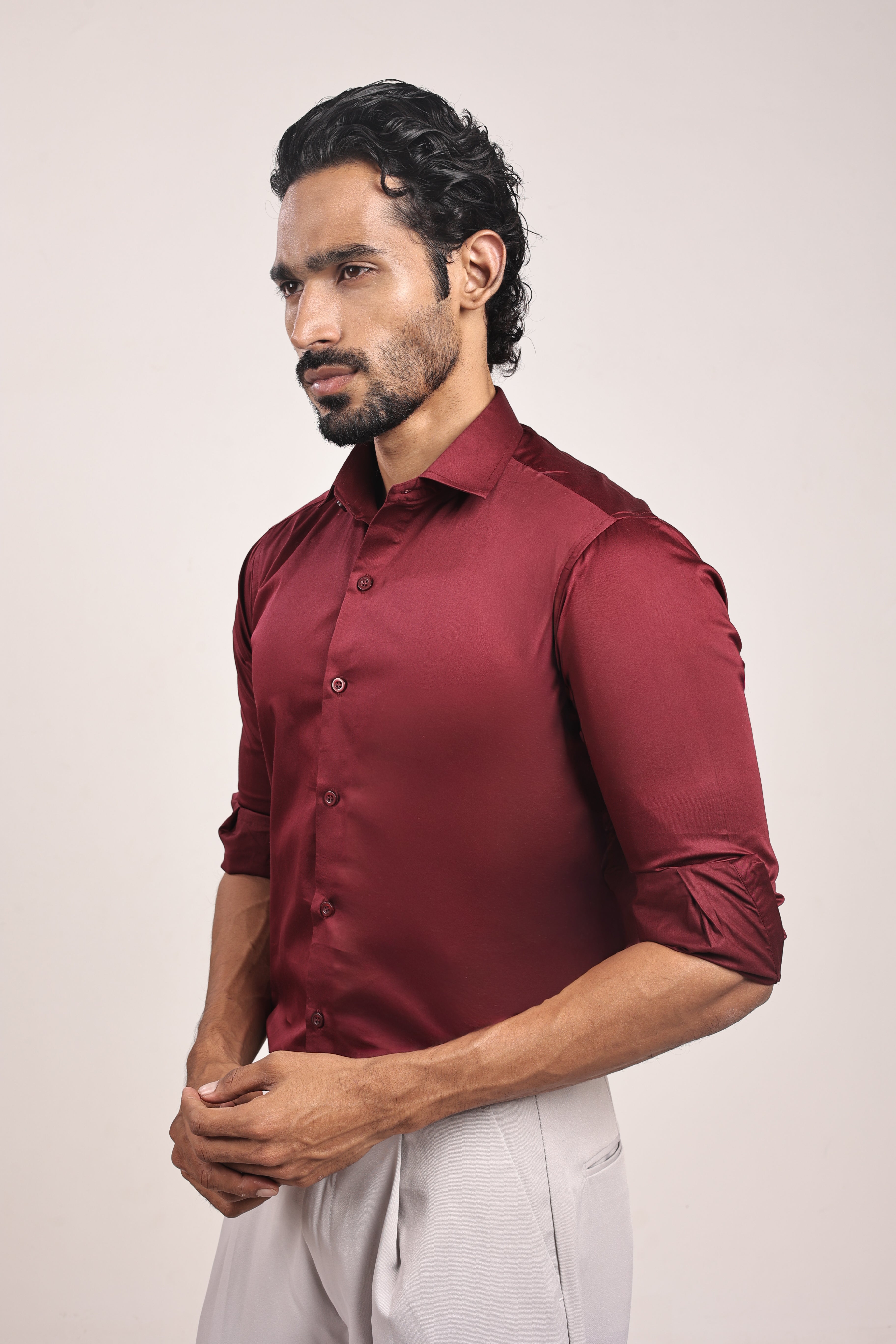 Full sleeve slim fit Shirt Maroon