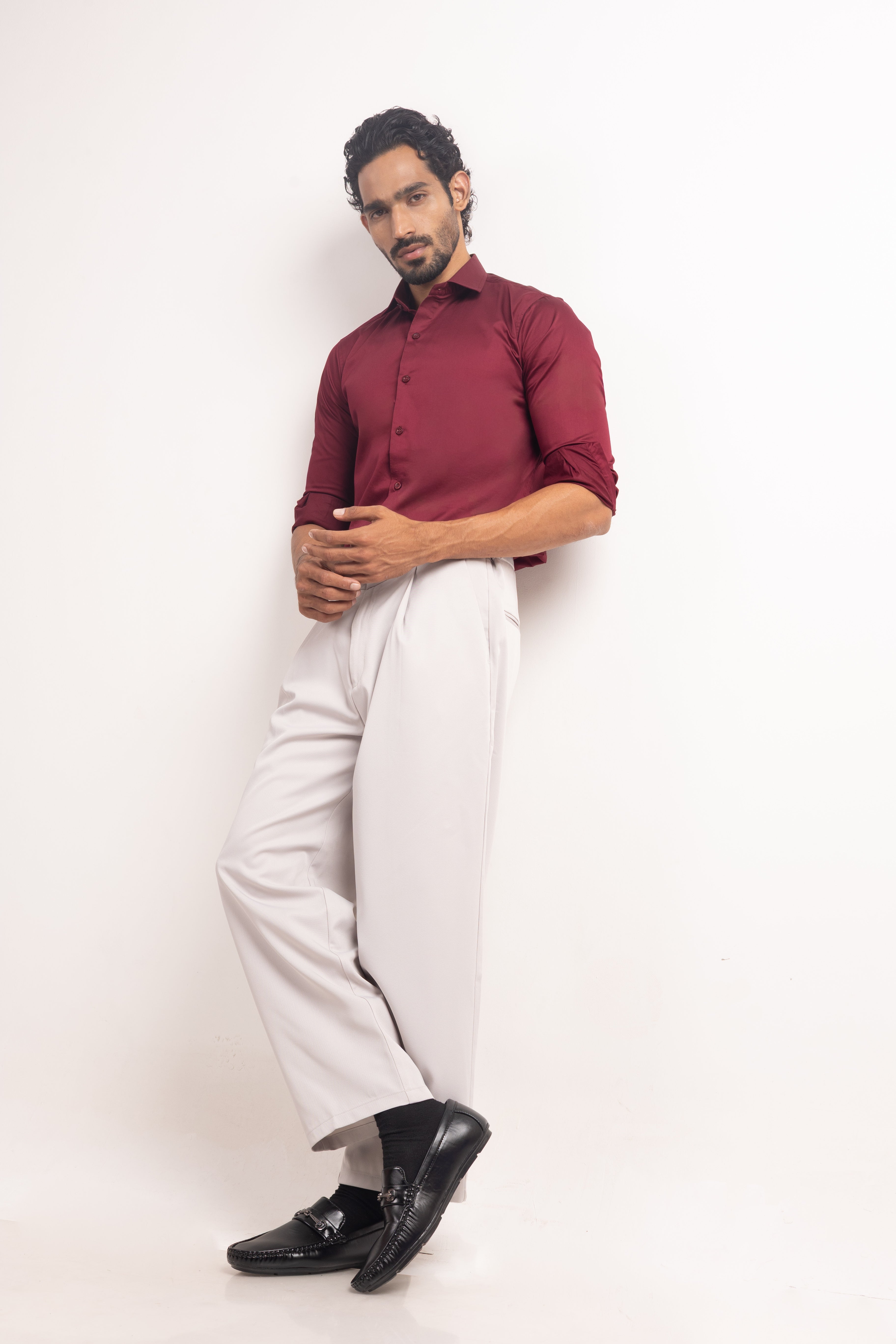 Full sleeve slim fit Shirt Maroon