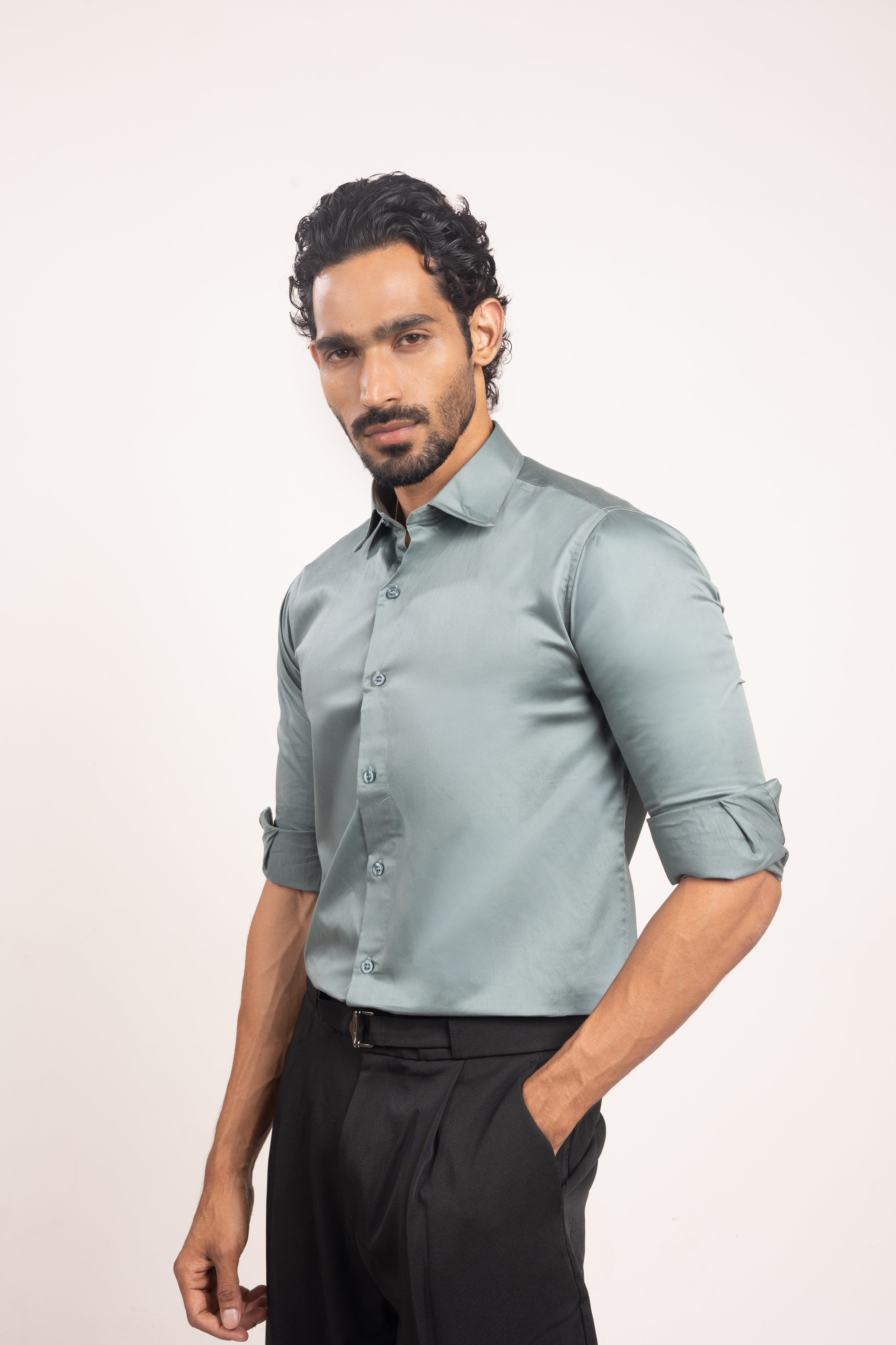 Full sleeve slim fit Shirt Muse Green