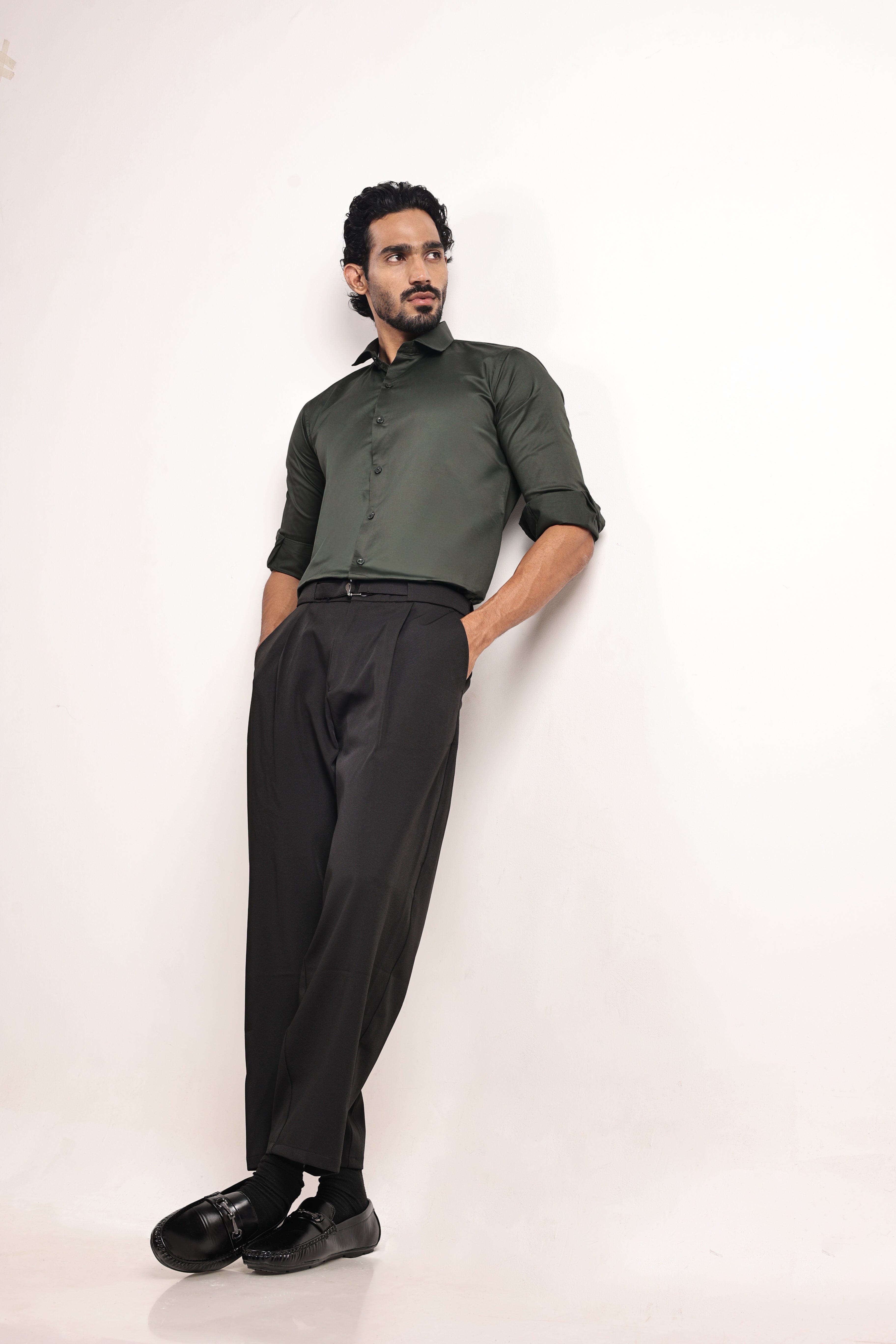 Full sleeve slim fit Shirt Olive