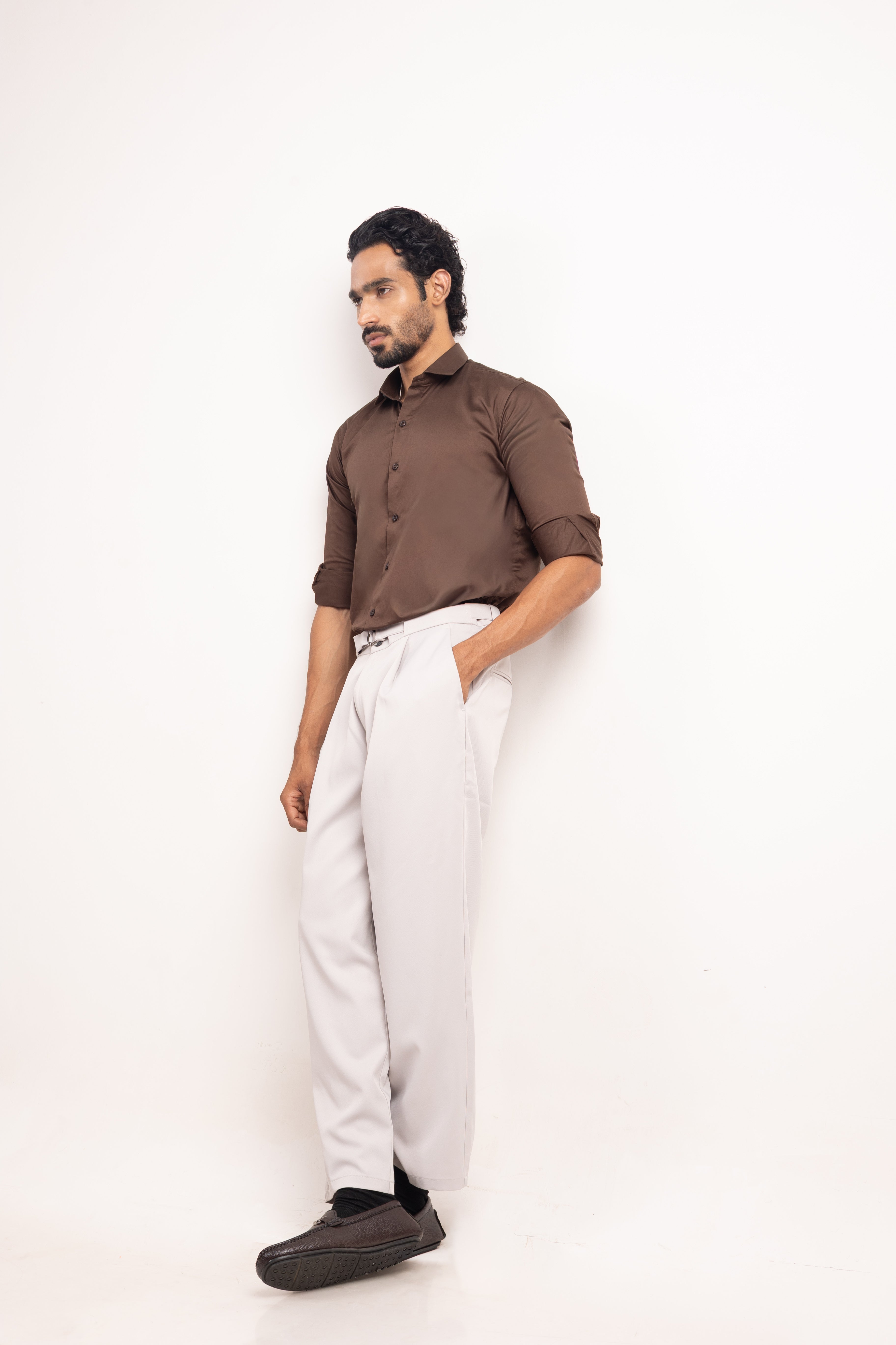 Full sleeve slim fit Dark Brown Shirt