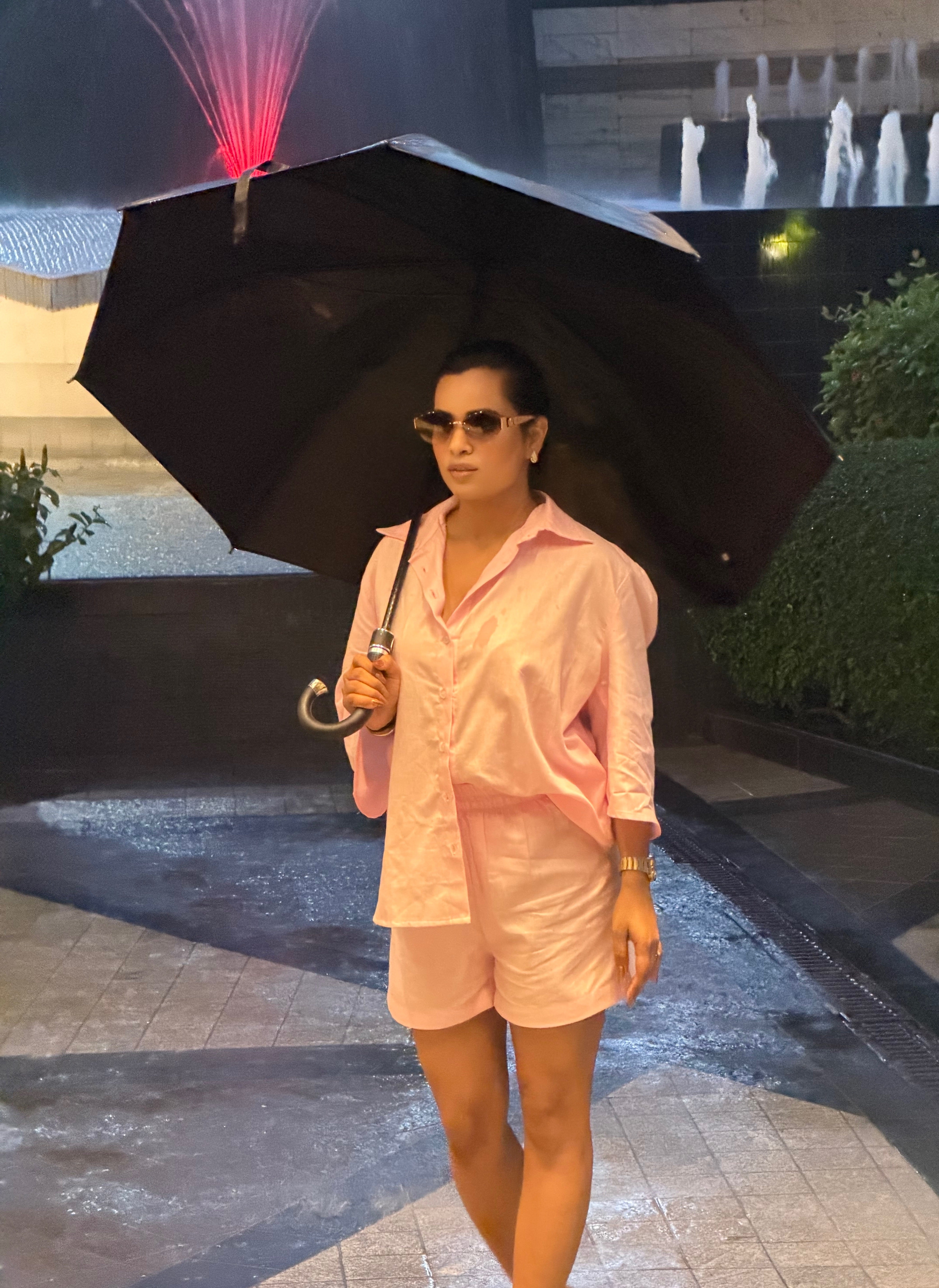 Women's Linen Blend Pink Co-Ord Set