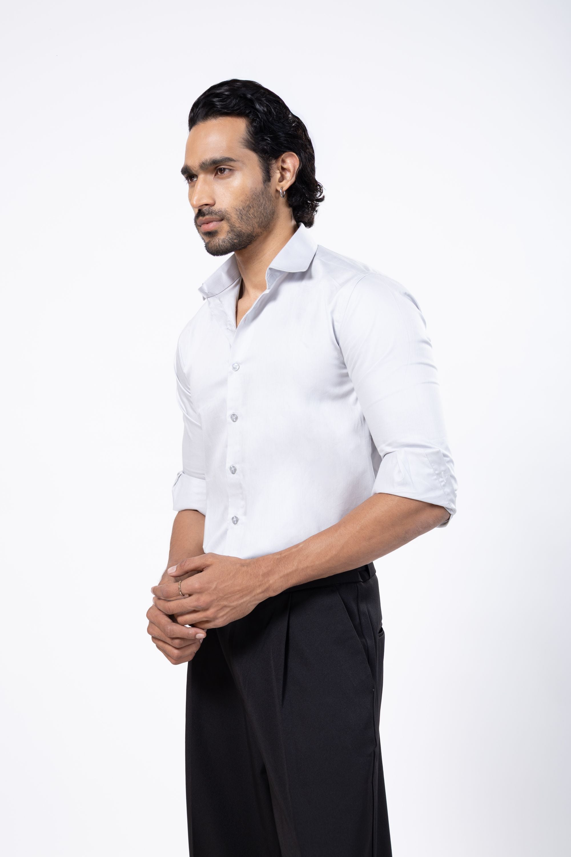 Full Sleeve Slim Fit Light Grey Shirt