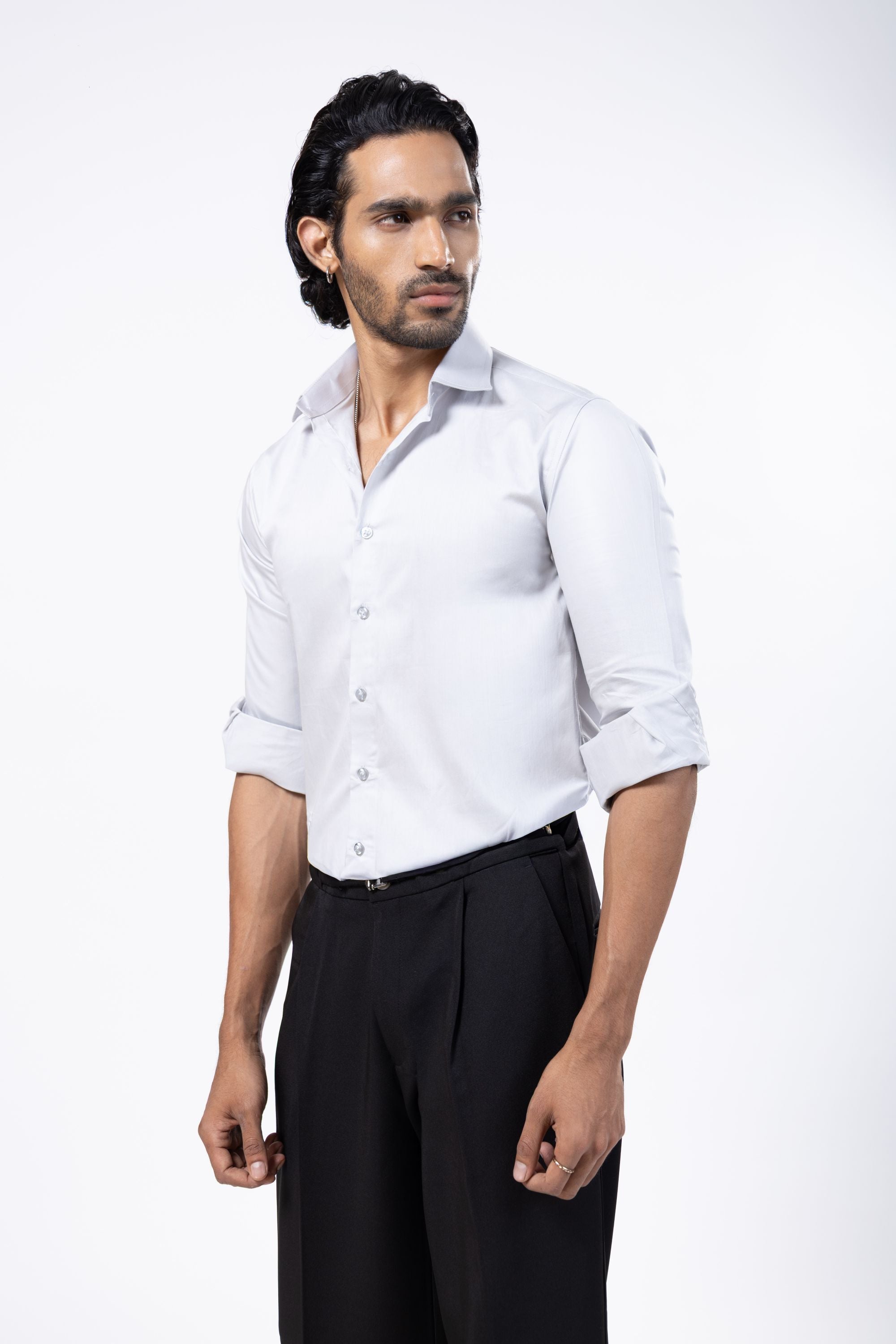 Full Sleeve Slim Fit Light Grey Shirt