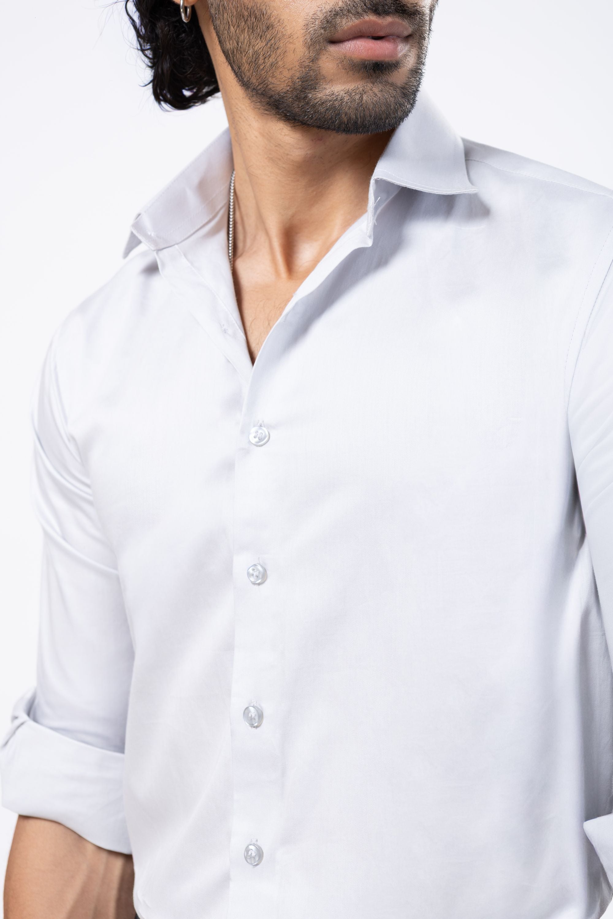 Full Sleeve Slim Fit Light Grey Shirt