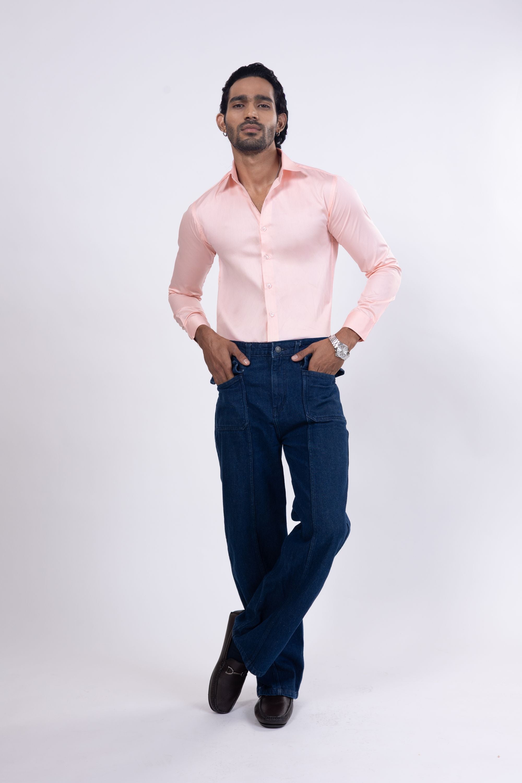 Full Sleeve Slim Fit Pink Shirt