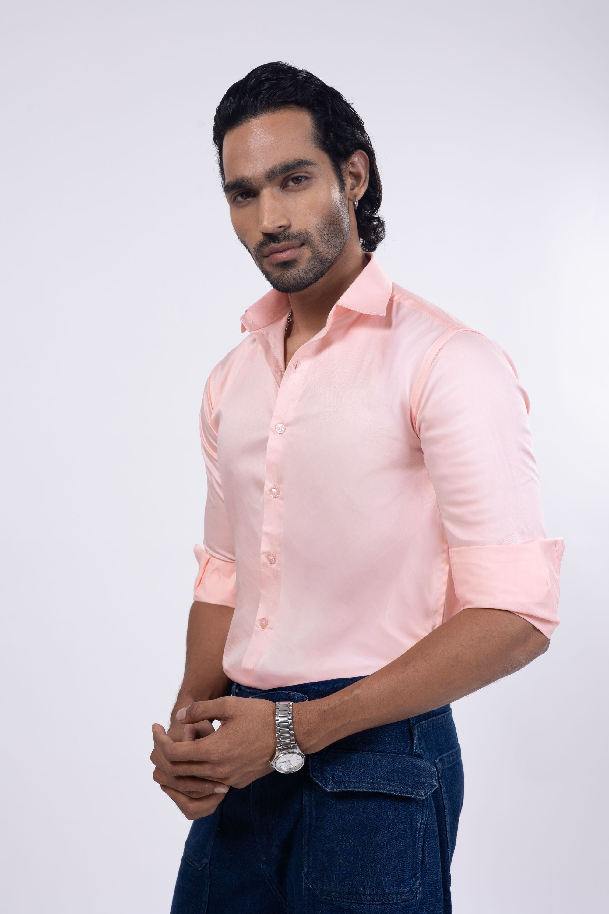 Full Sleeve Slim Fit Pink Shirt