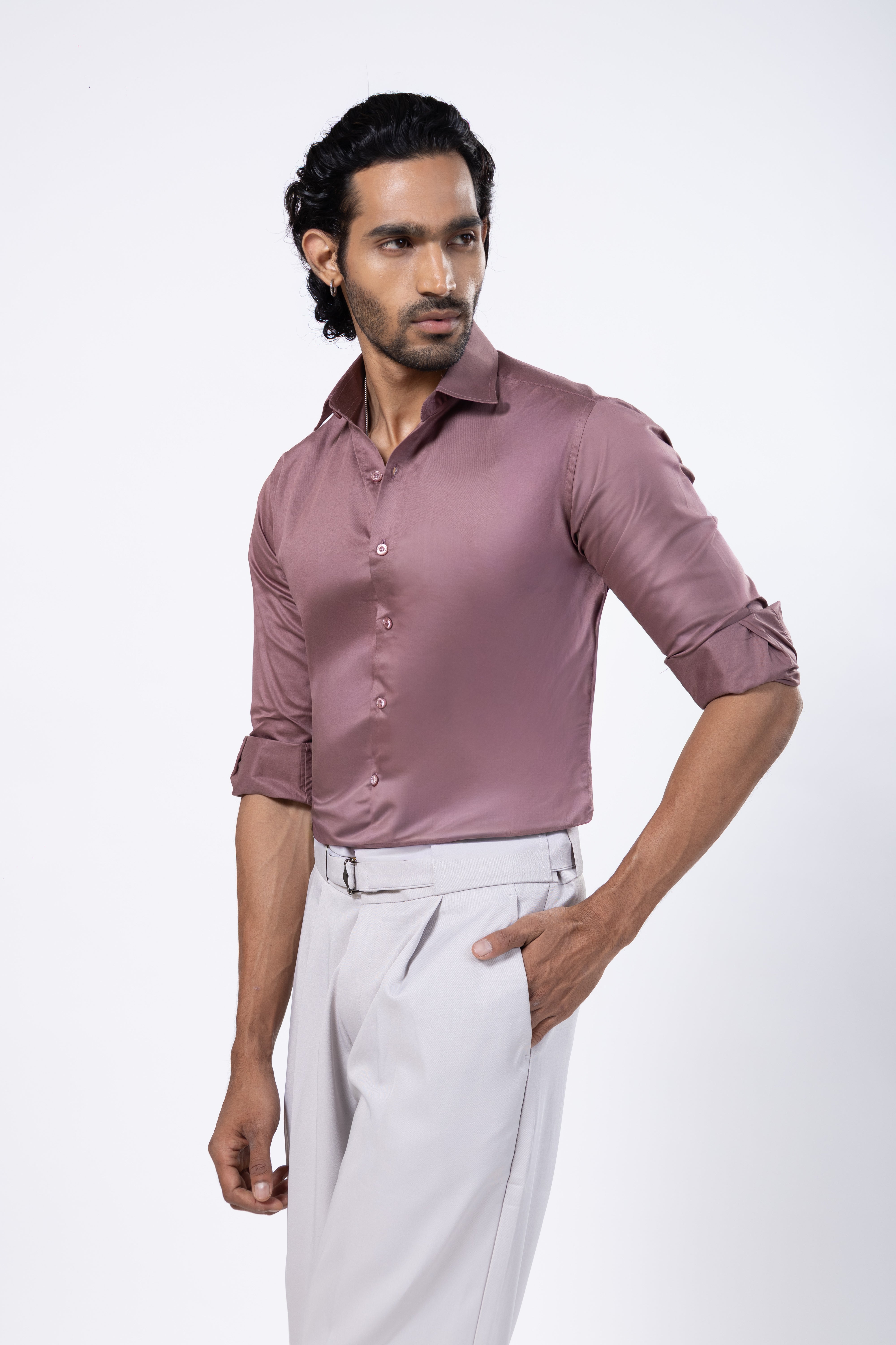 Full Sleeve Slim Fit Dusky Pink Shirt