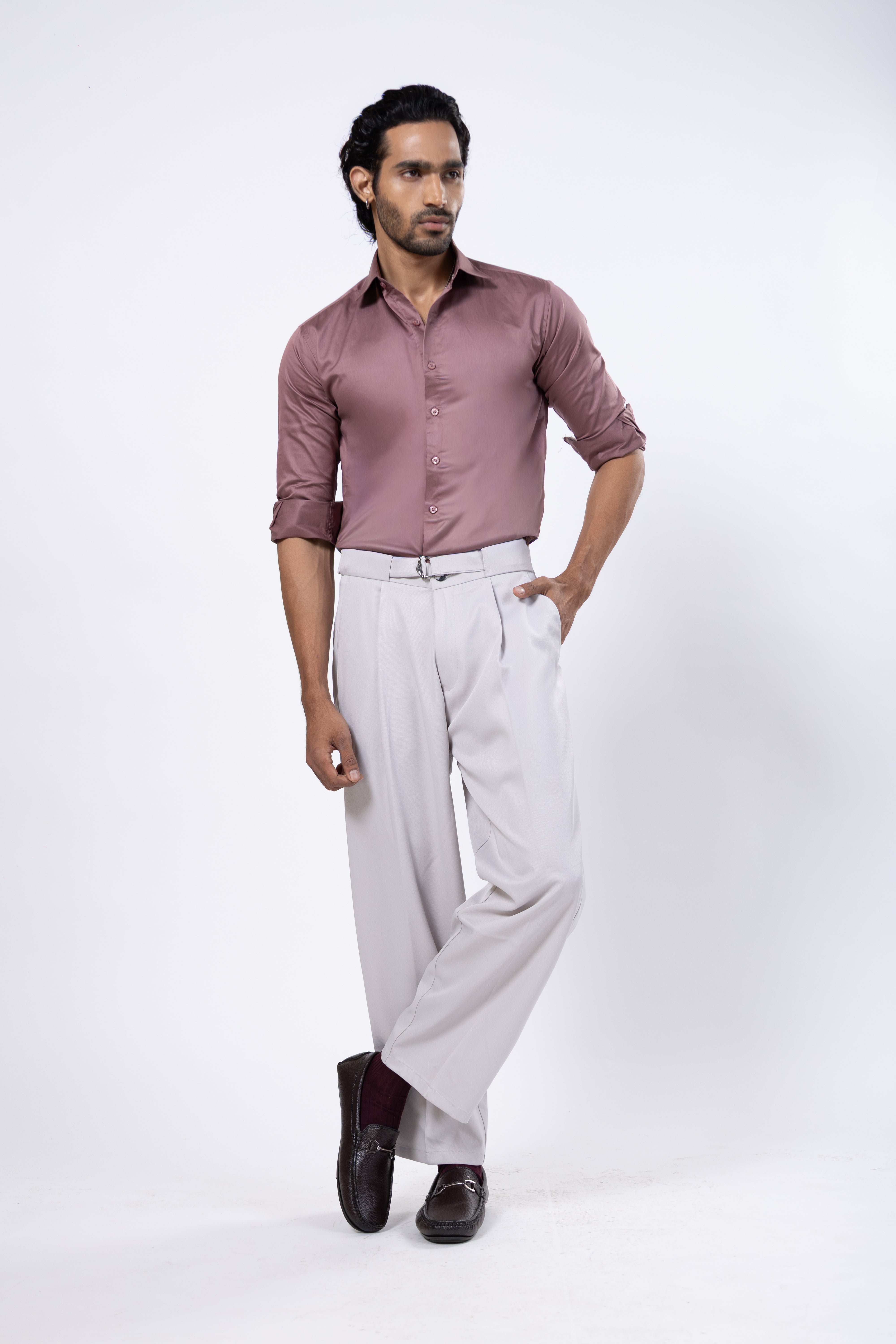 Full Sleeve Slim Fit Dusky Pink Shirt