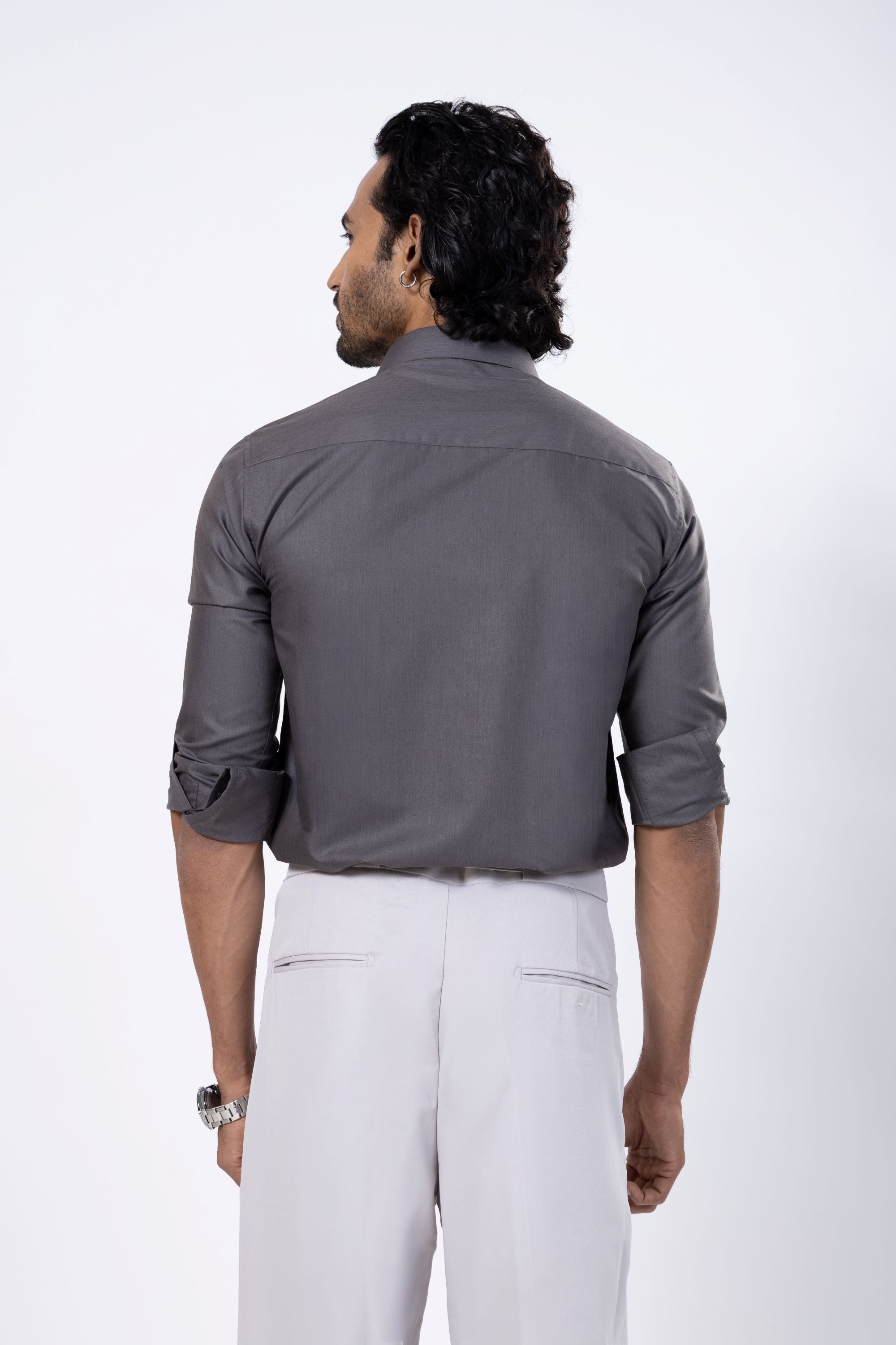 Full Sleeve Slim Fit Grey Shirt