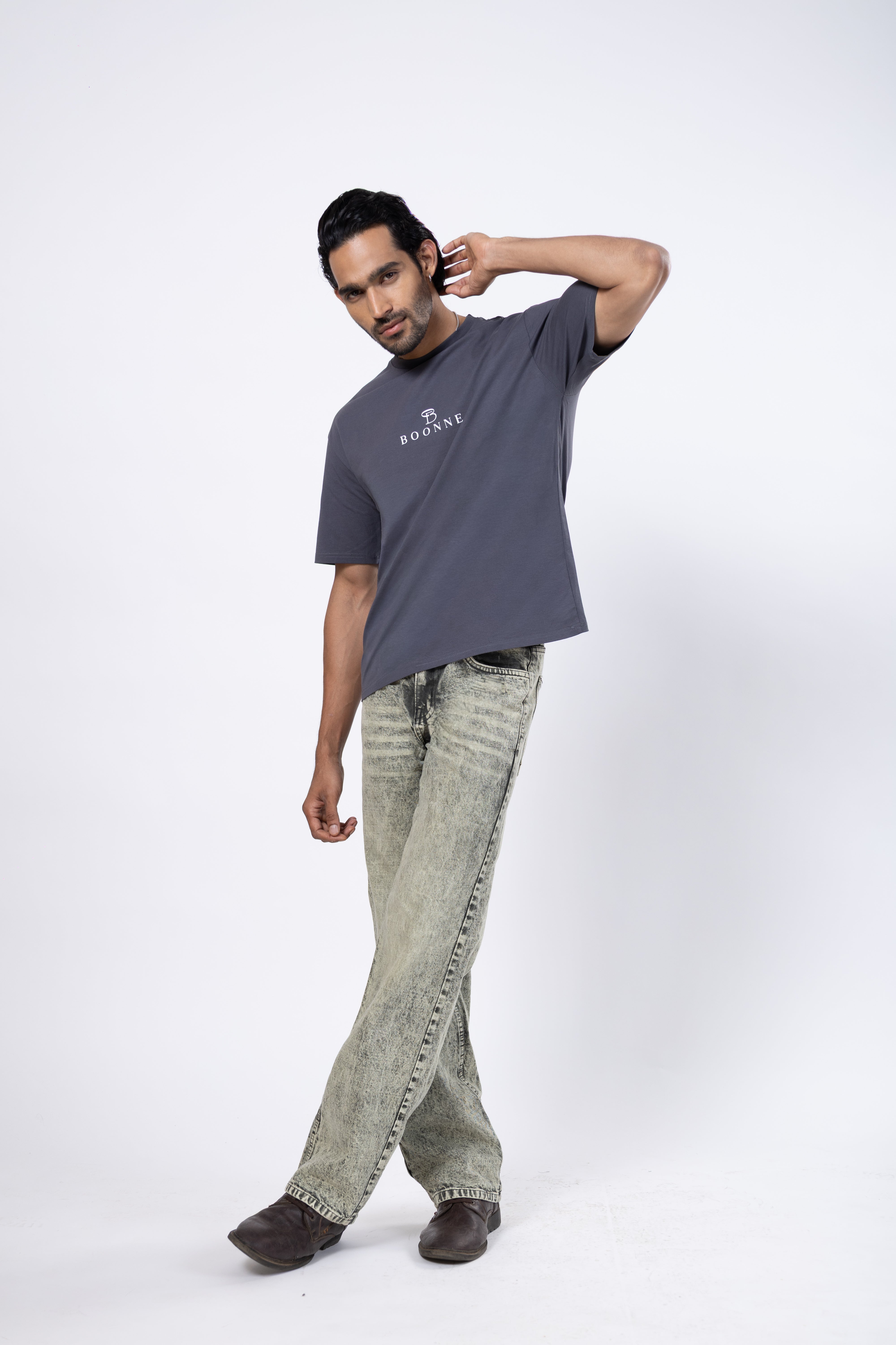 Premium cotton oversized men’s T-shirt-Dark Grey