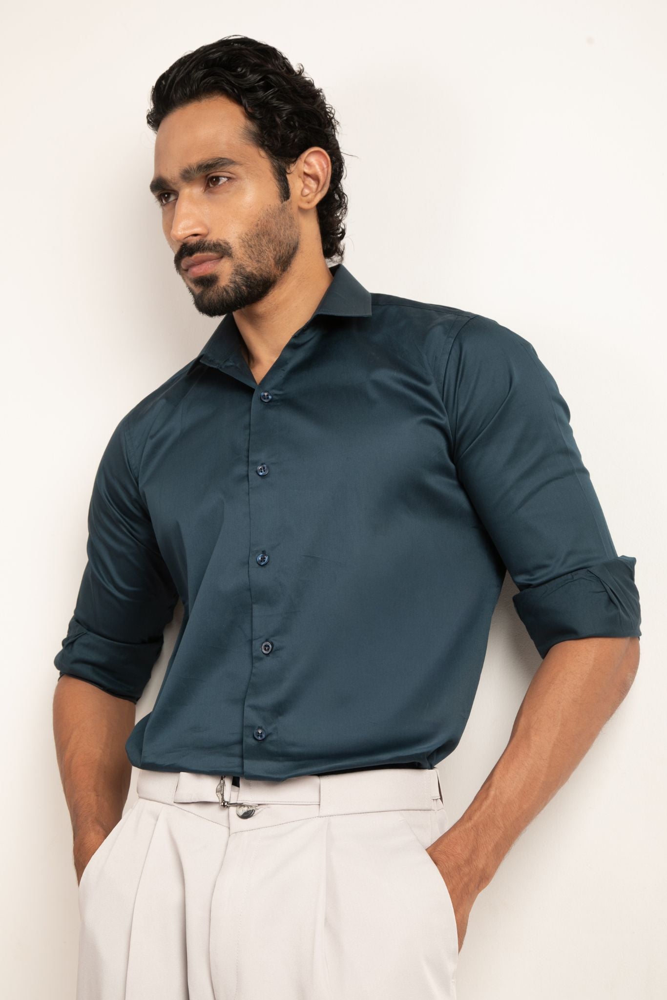 Full sleeve slim fit Shirt Teal