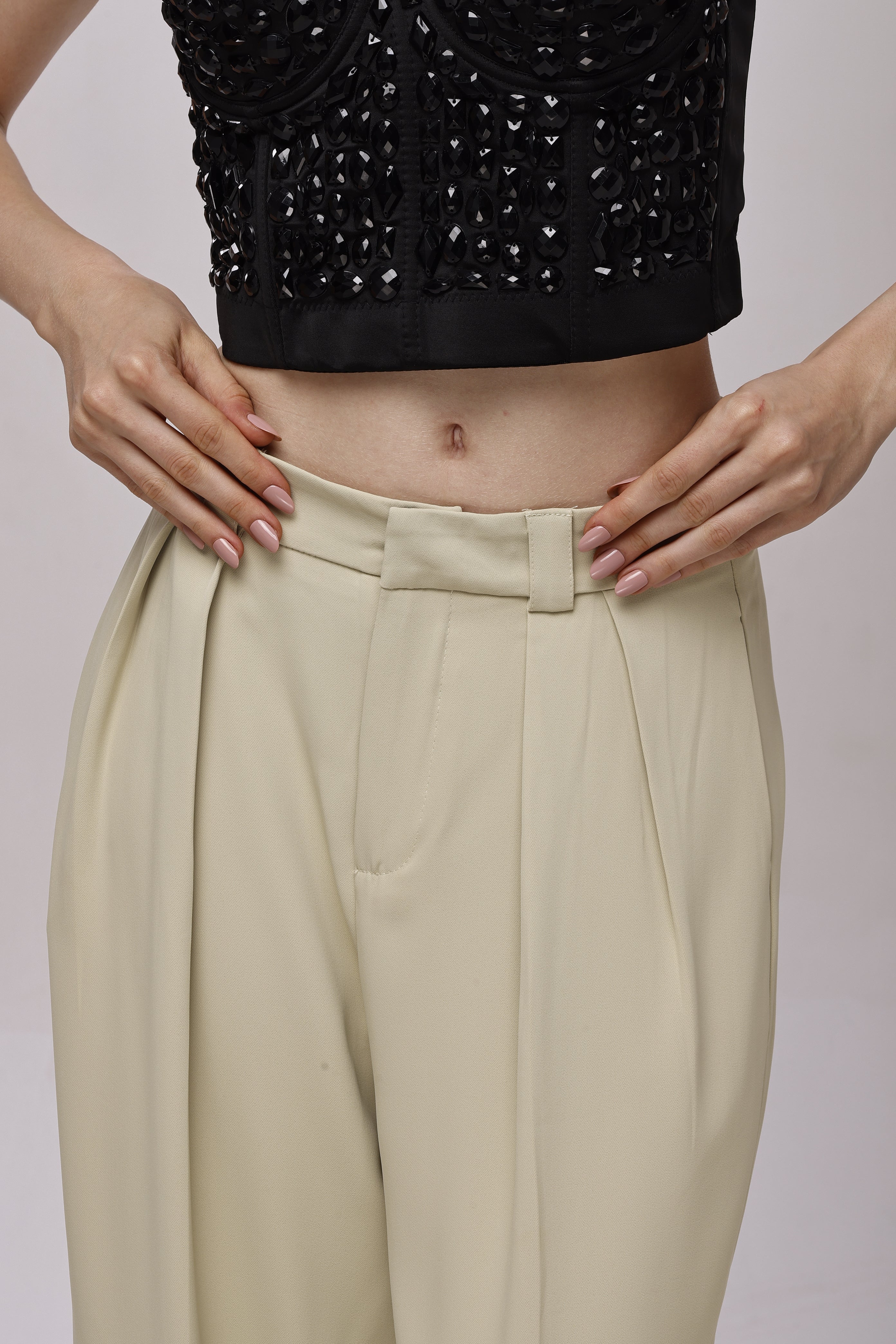 Solid high waist wide leg trouser pant Begie