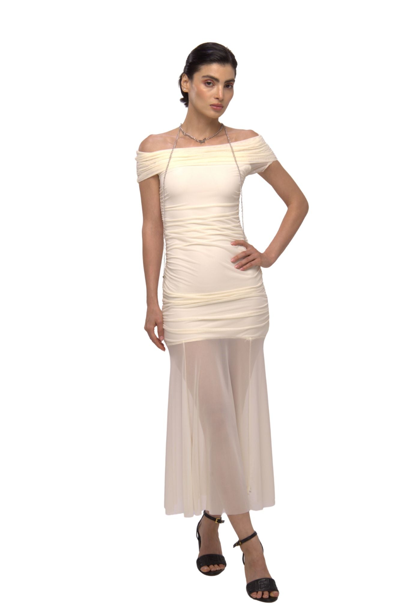 Halter neck Dress-Off White